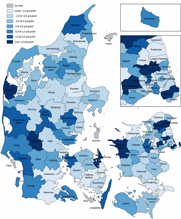 Figur 3. Gennemsnitlig årlig BNP-vækst pr. indbygger ift. hele landet, 2009-2017, pct.point