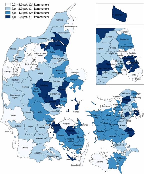 Figur 3. Udvikling i lønmodtagerbeskæftigelsen fra2. kvt. 2020 til 2. kvt 2021